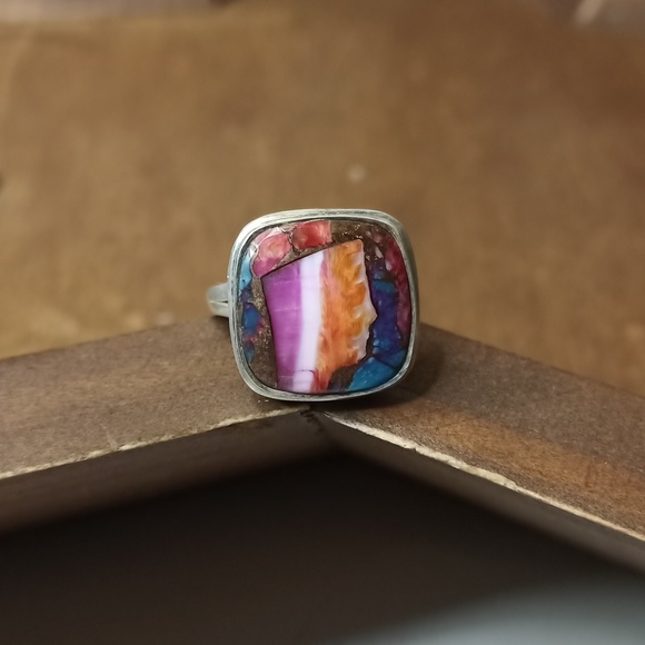 Hand Crafted Jewelry - Kingsman Pink Dahlia turquoise ring, size 8.5